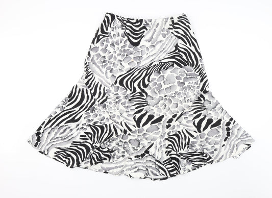Saloos Womens White Animal Print  Swing Skirt Size 30 in