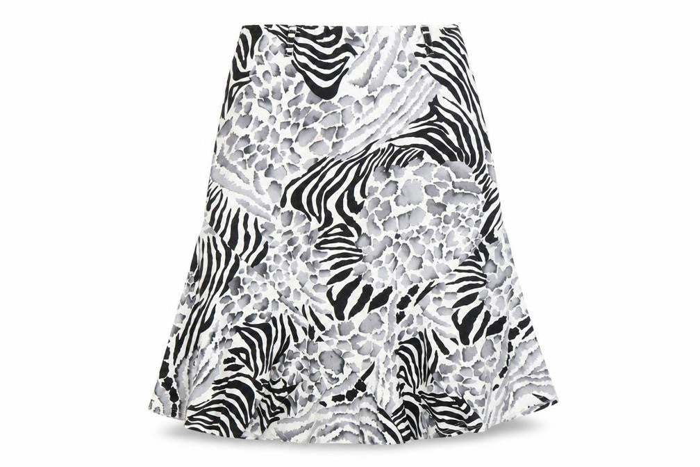 Saloos Womens White Animal Print  Swing Skirt Size 30 in