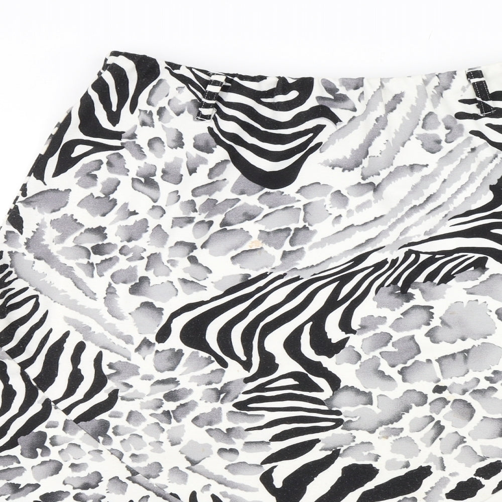 Saloos Womens White Animal Print  Swing Skirt Size 30 in