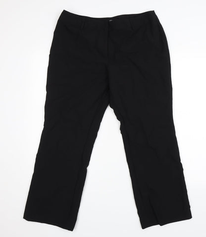 Additional front view of Papaya women’s black dress pants trousers, size UK 14, 26-inch leg