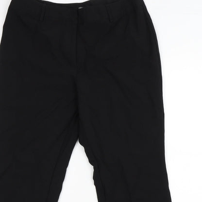 Close-up detail of Papaya women’s black dress pants trousers, size UK 14, 26-inch leg