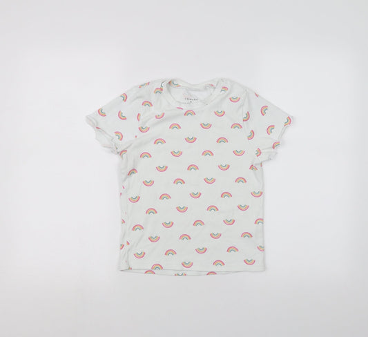 Primark Girls White   Basic T-Shirt Size S  - Rainbow