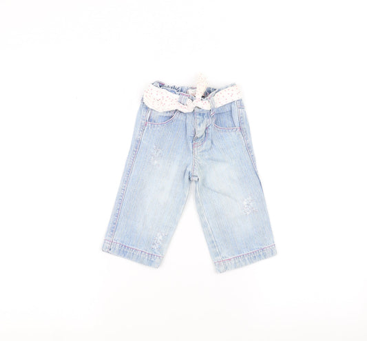 Earlydays Baby Blue   Rain Trousers Jeans Size 6-9 Months  - Belted
