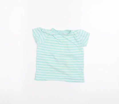 Additional front view of Young Dimension Baby Blue Striped Basic T-Shirt, size 12-18, Months