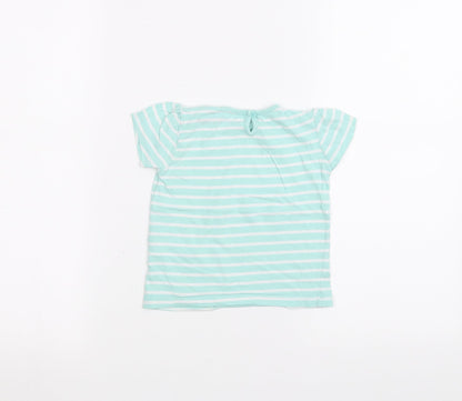 Back view of Young Dimension Baby Blue Striped Basic T-Shirt, size 12-18, Months