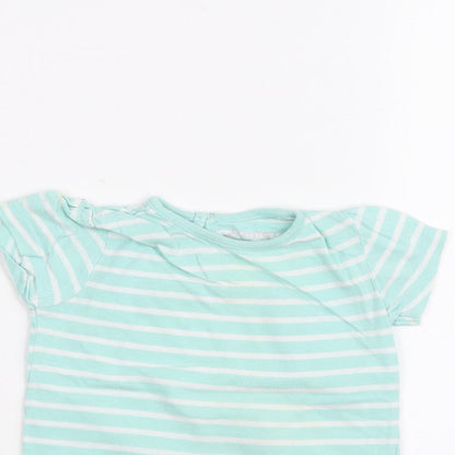 Close-up detail of Young Dimension Baby Blue Striped Basic T-Shirt, size 12-18, Months