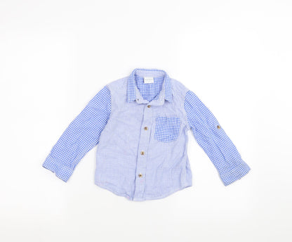 Additional front view of Mini Club Baby Blue Striped Basic Button-Up, size 18-24, Months