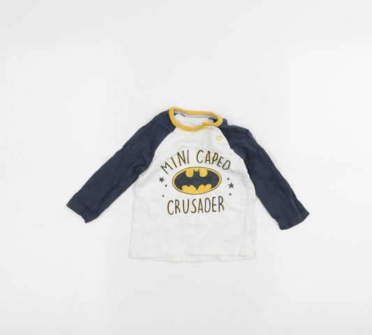 George Baby White   Basic T-Shirt Size 6-9 Months  - BATMAN