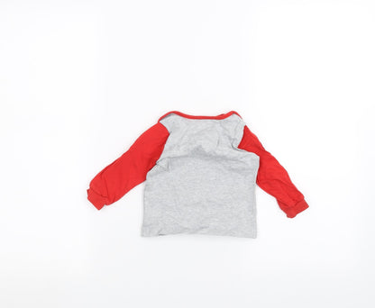 Back view of Tu Baby Grey Basic T-Shirt, size 6-9, Months
