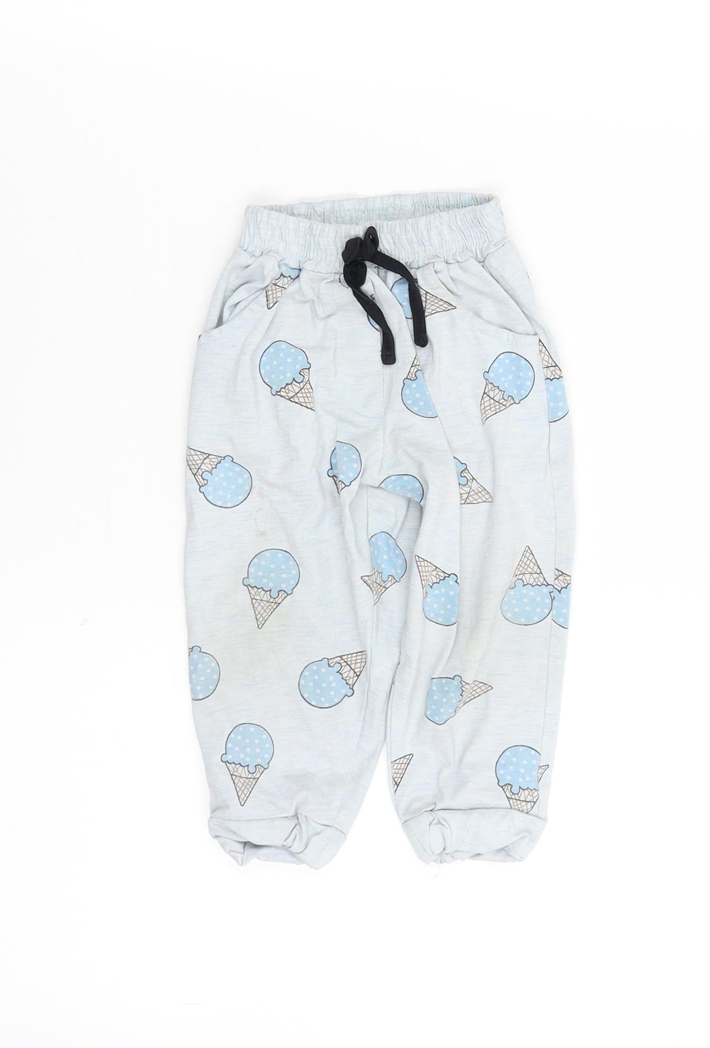 Be ou Girls Blue Solid  Cami Pyjama Pants Size 18-24 Months