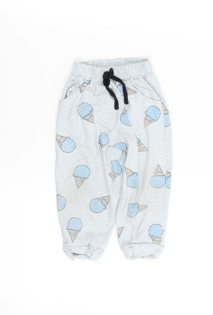 Additional front view of Be ou girls’ blue solid cami pyjama pants, size 18-24, months