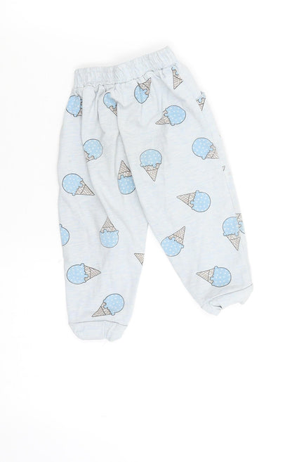 Back view of Be ou girls’ blue solid cami pyjama pants, size 18-24, months