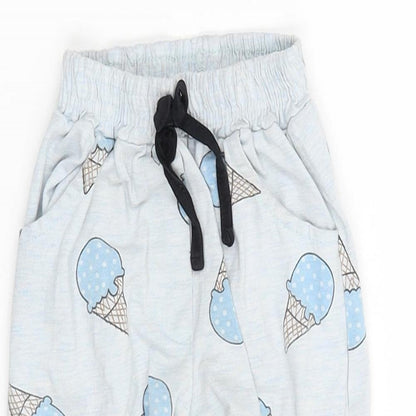 Close-up detail of Be ou girls’ blue solid cami pyjama pants, size 18-24, months