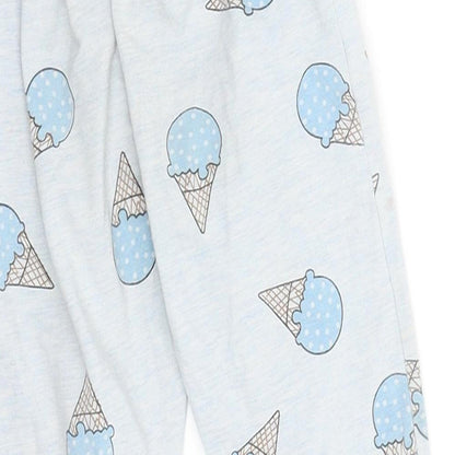Brand and care label for Be ou girls’ blue solid cami pyjama pants, size 18-24, months