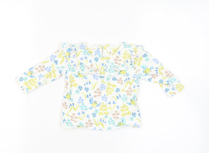 Front view of Marks & Spencer girls’ white floral basic t-shirt, size 0-3, months