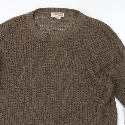 Preloved FOREVER 21 Womens Brown  Knit Pullover Jumper Size L - Detail