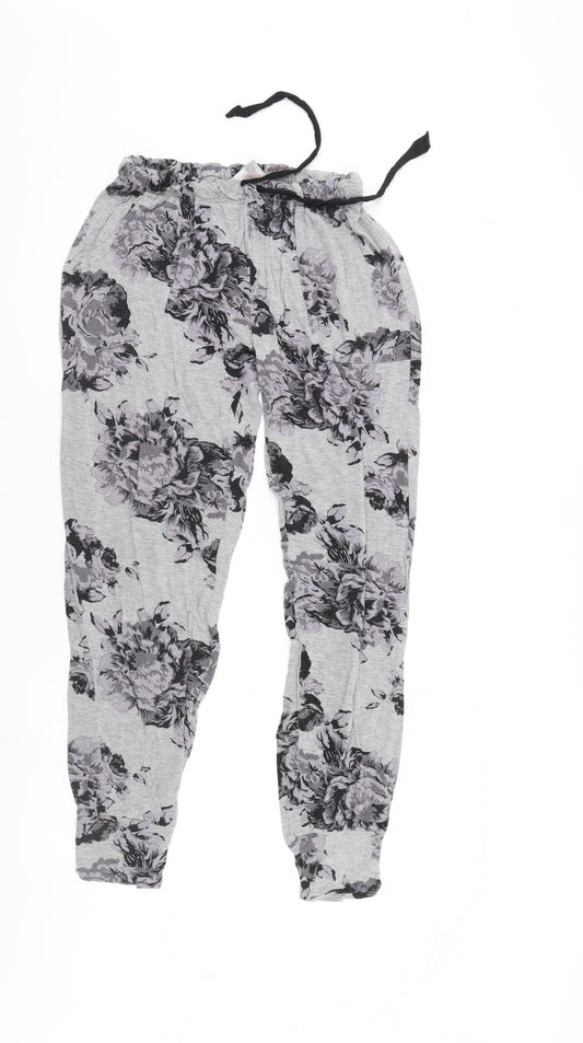 Feel Fabulous Womens Grey Floral  Pedal Pusher Trousers Size 6 L28 in