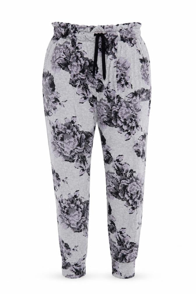 Feel Fabulous Womens Grey Floral  Pedal Pusher Trousers Size 6 L28 in