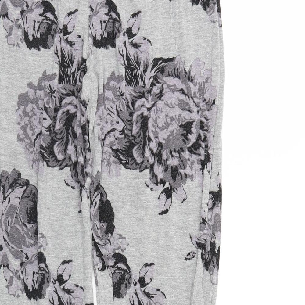 Feel Fabulous Womens Grey Floral  Pedal Pusher Trousers Size 6 L28 in