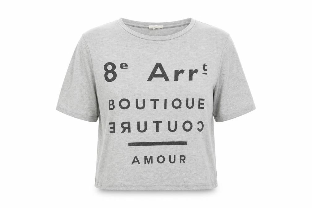 River Island Womens Grey   Basic T-Shirt Size 8  - Cropped