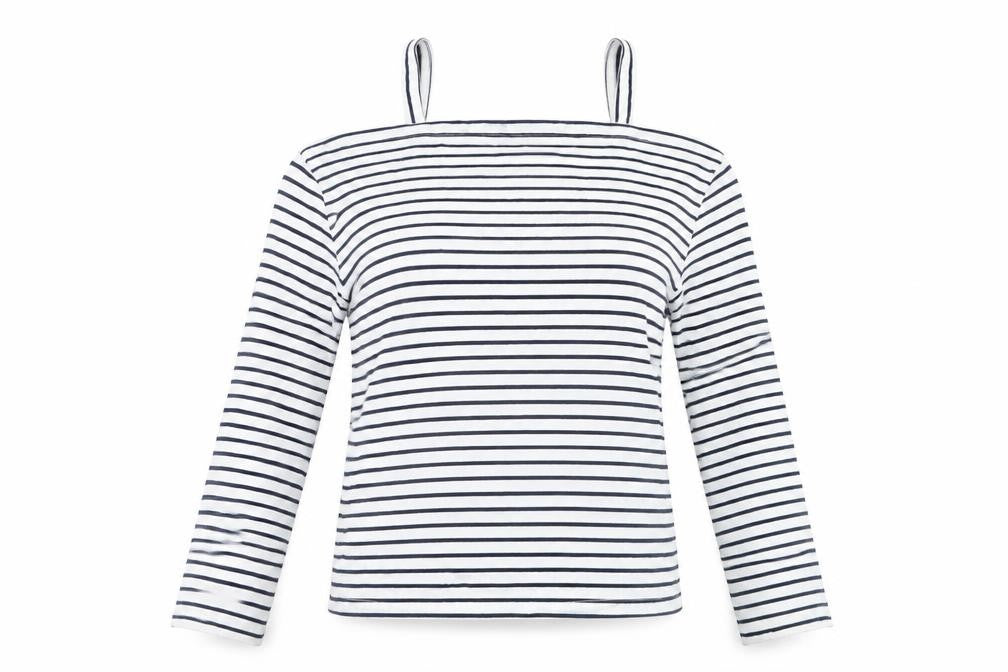 Atmosphere Womens White Striped  Basic Blouse Size 4