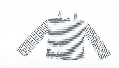 Back view of Atmosphere women’s white striped basic blouse, size UK 4