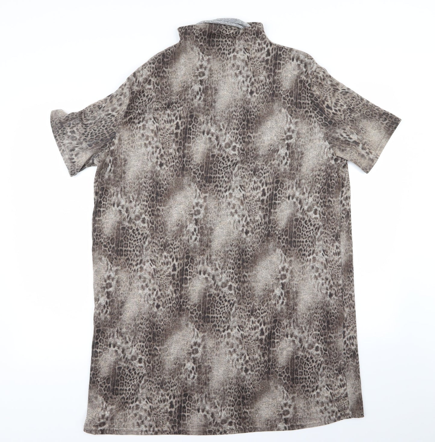 Select Womens Beige Animal Print  Basic T-Shirt Size 16