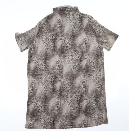 Select Womens Beige Animal Print  Basic T-Shirt Size 16
