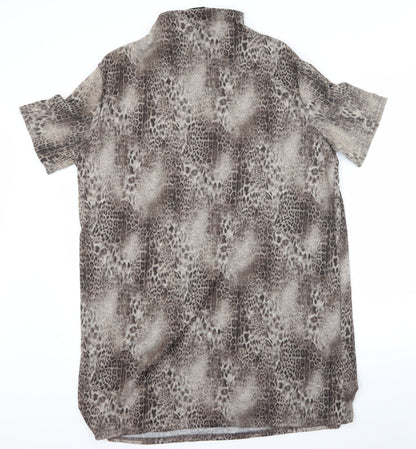 Select Womens Beige Animal Print  Basic T-Shirt Size 16