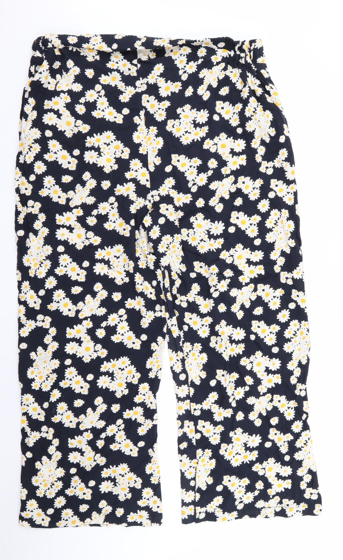 Preworn Womens Black Floral  Trousers  Size 38 L25 in