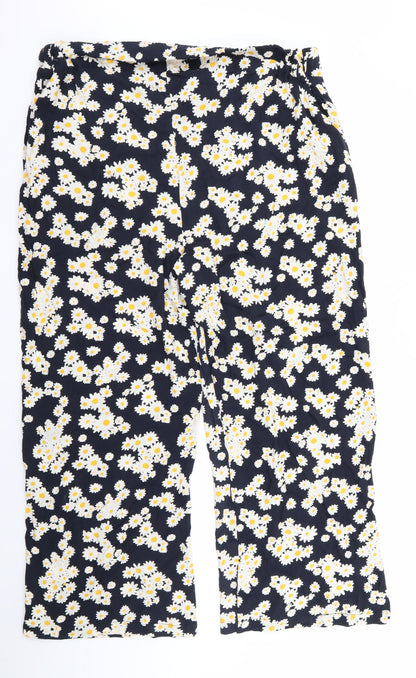 Preworn Womens Black Floral  Trousers  Size 38 L25 in