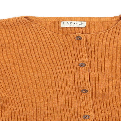Close-up detail of Next girls’ brown basic blouse, size 9, years