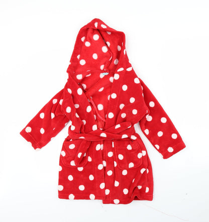 Preloved M&S Girls Red Polka Dot  Cami Robe Size 4 Years - Front