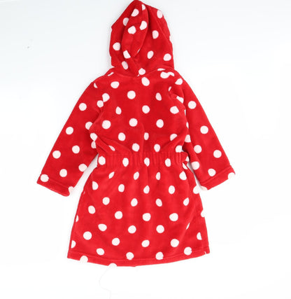 Preloved M&S Girls Red Polka Dot  Cami Robe Size 4 Years - Back