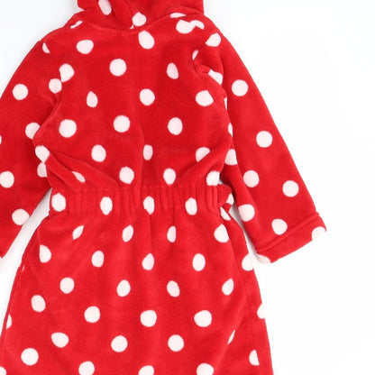 Preloved M&S Girls Red Polka Dot  Cami Robe Size 4 Years - Label
