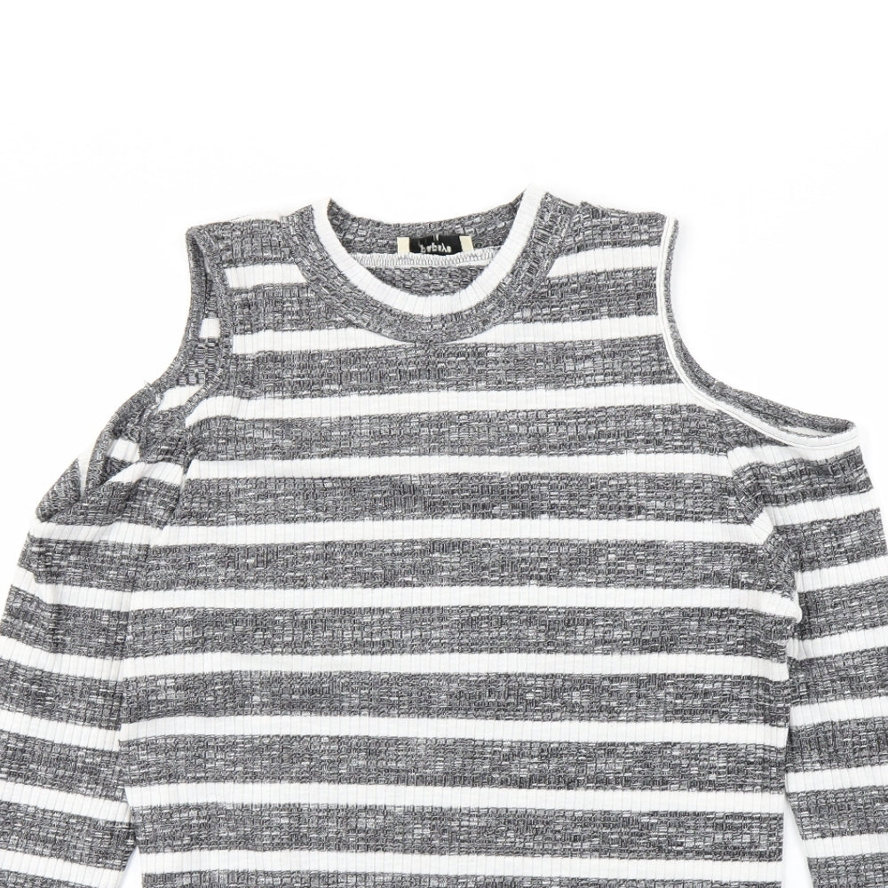 Papaya Womens Black Striped  Pullover Jumper Size 16