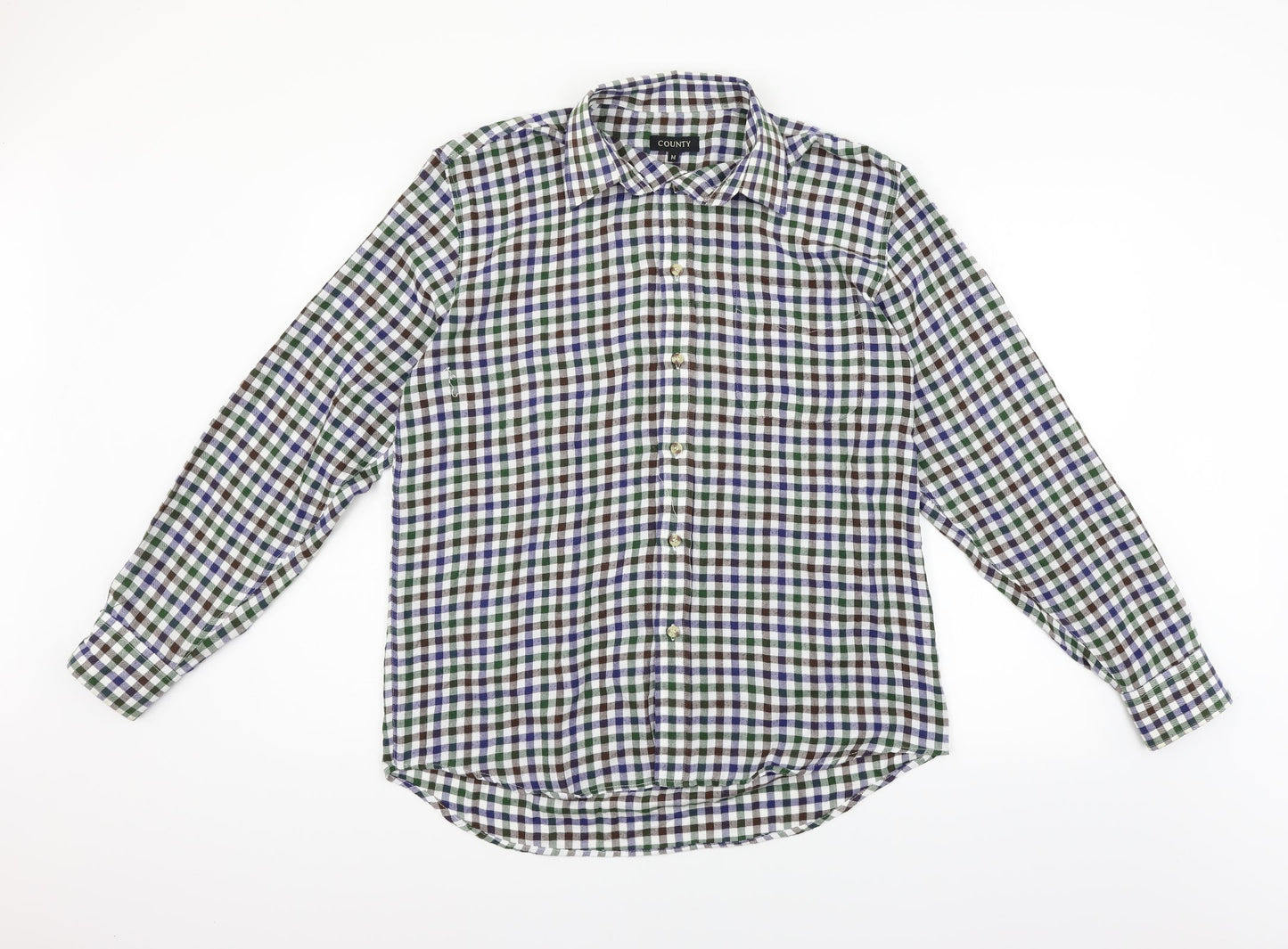 County Mens Multicoloured Check Flannel  Button-Up Size M