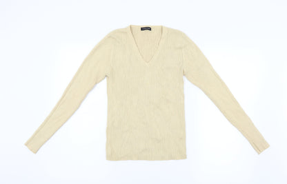 Additional front view of Dunnes women’s beige knit jumper, size UK 10