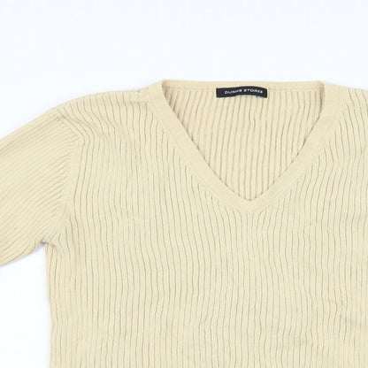 Close-up detail of Dunnes women’s beige knit jumper, size UK 10