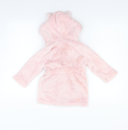Back view of Elodie girls’ pink fleece gown, size 12-18, months