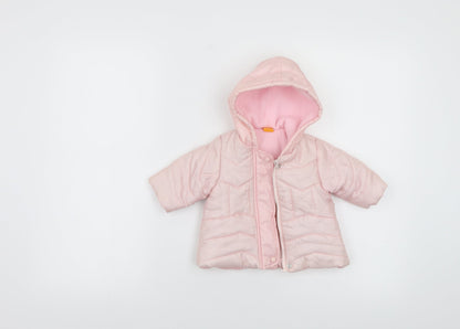 Additional front view of Mini Mode Baby Pink Down Bomber Jacket Jacket, size 0-3, Months