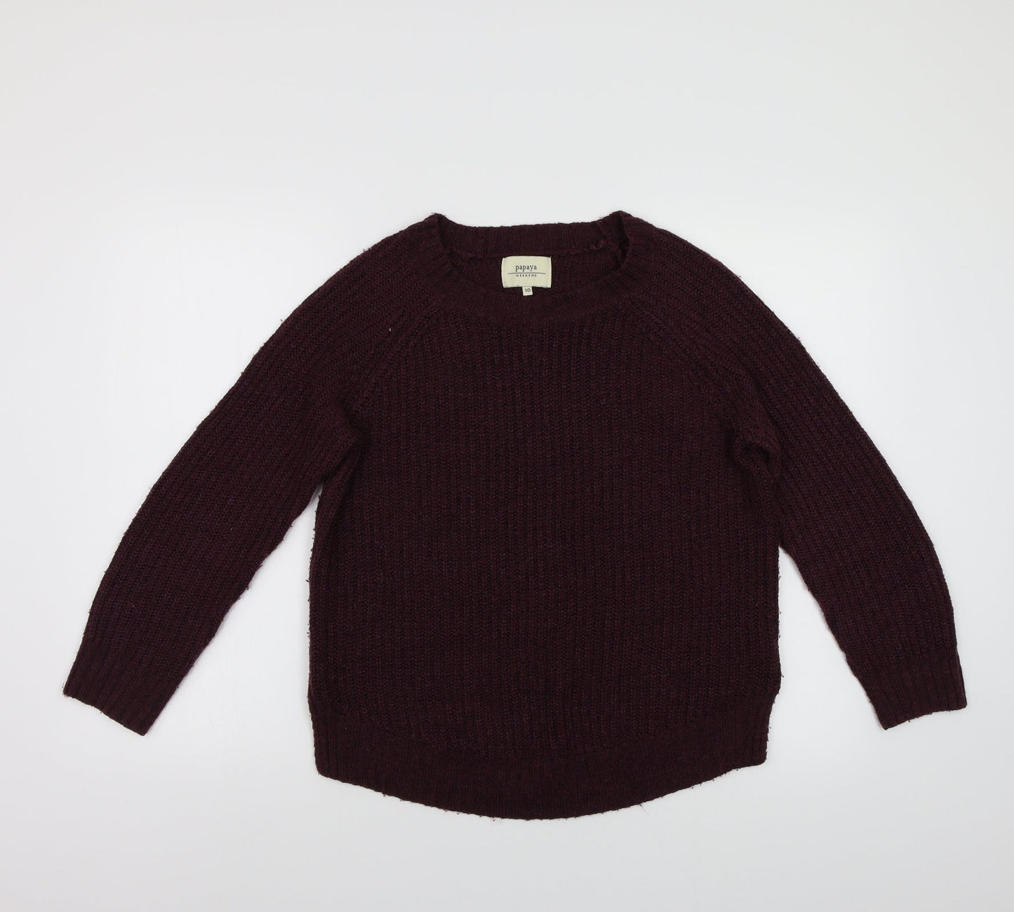 Papaya Womens Purple  Knit Pullover Jumper Size 10