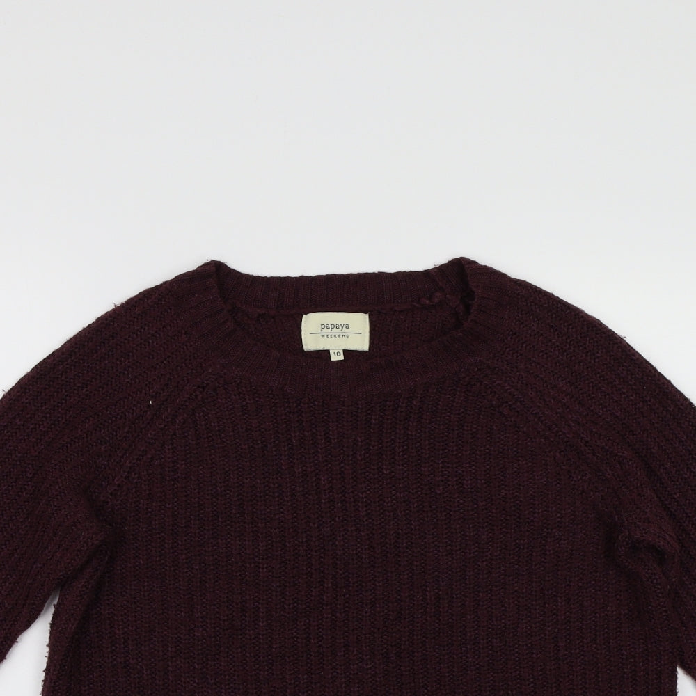 Papaya Womens Purple  Knit Pullover Jumper Size 10