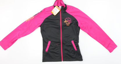Front view of oxylane girls’ pink basic coat jacket, size 14, years