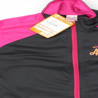 Close-up detail of oxylane girls’ pink basic coat jacket, size 14, years