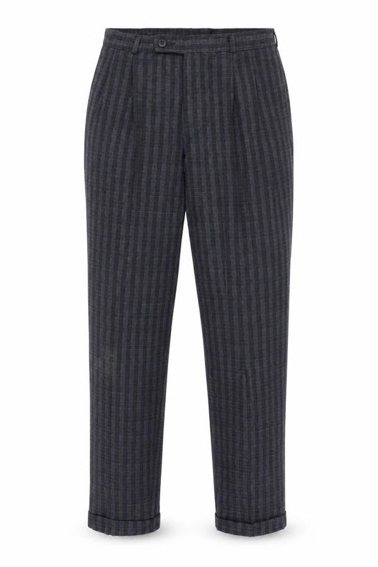 Steel Mens Blue Plaid  Chino Trousers One Size L28 in