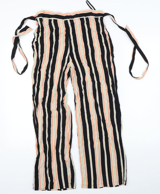 Dorothy Perkins Womens Orange Striped  Chino Trousers Size 10 L24 in
