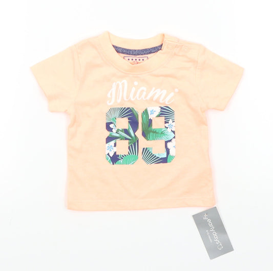 Earlydays Boys Orange   Basic T-Shirt Size 3-6 Months
