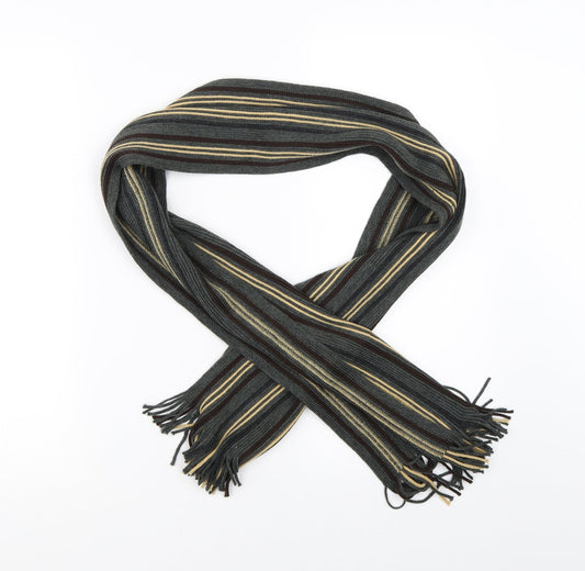 Preworn Unisex Green Striped  Scarf  One Size