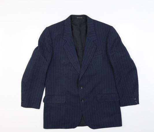 Lincroft Mens Blue Striped  Jacket Suit Jacket Size 40